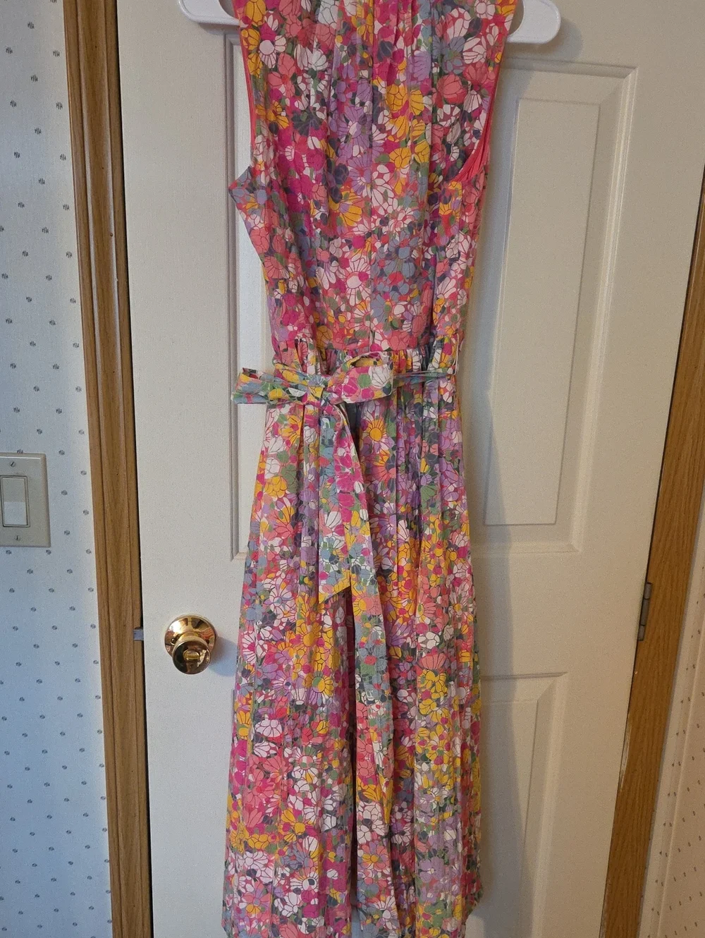 Kate Spade New York multi-color floral midi dress with a V-neckline